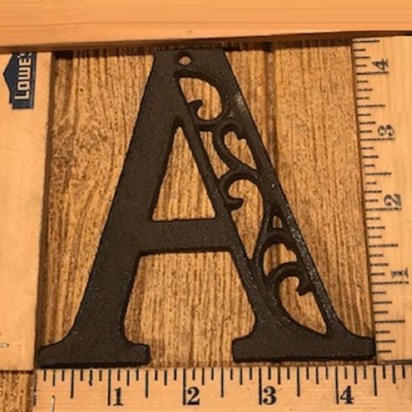Cast Iron ANY LETTER 4 5/8" tall Raw Rustic Brown Ornate Cast Iron 0184-0557 - Picture 3 of 16
